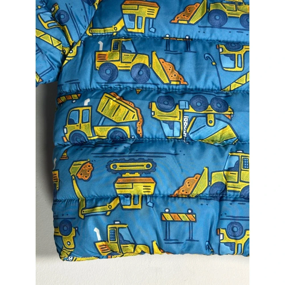 Jumping Beans Toddler Blue Construction Truck Fleece Lined Puffer Jacket 18M